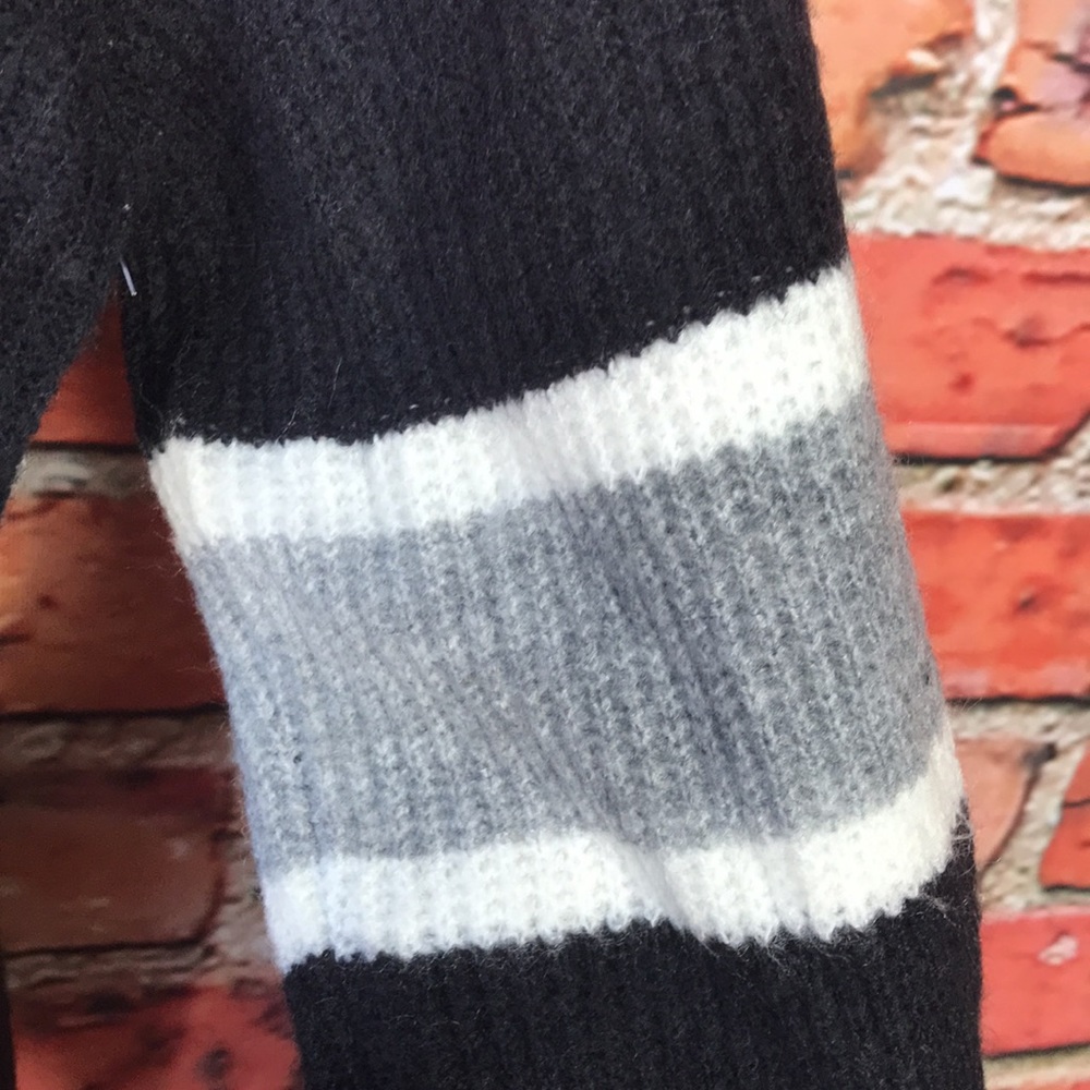 Revolve John + Jenn Black Varsity Stripe Mock Neck Sweater - Picture 9 of 13